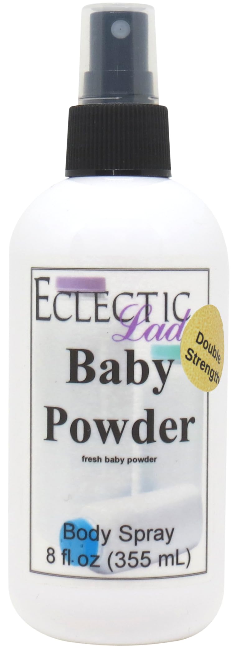 Eclectic Lady Baby Powder Body Spray, Double Strength, 8 ounces, Body Mist for Women with Clean, Light & Gentle Fragrance, Cologne with Soft, Subtle