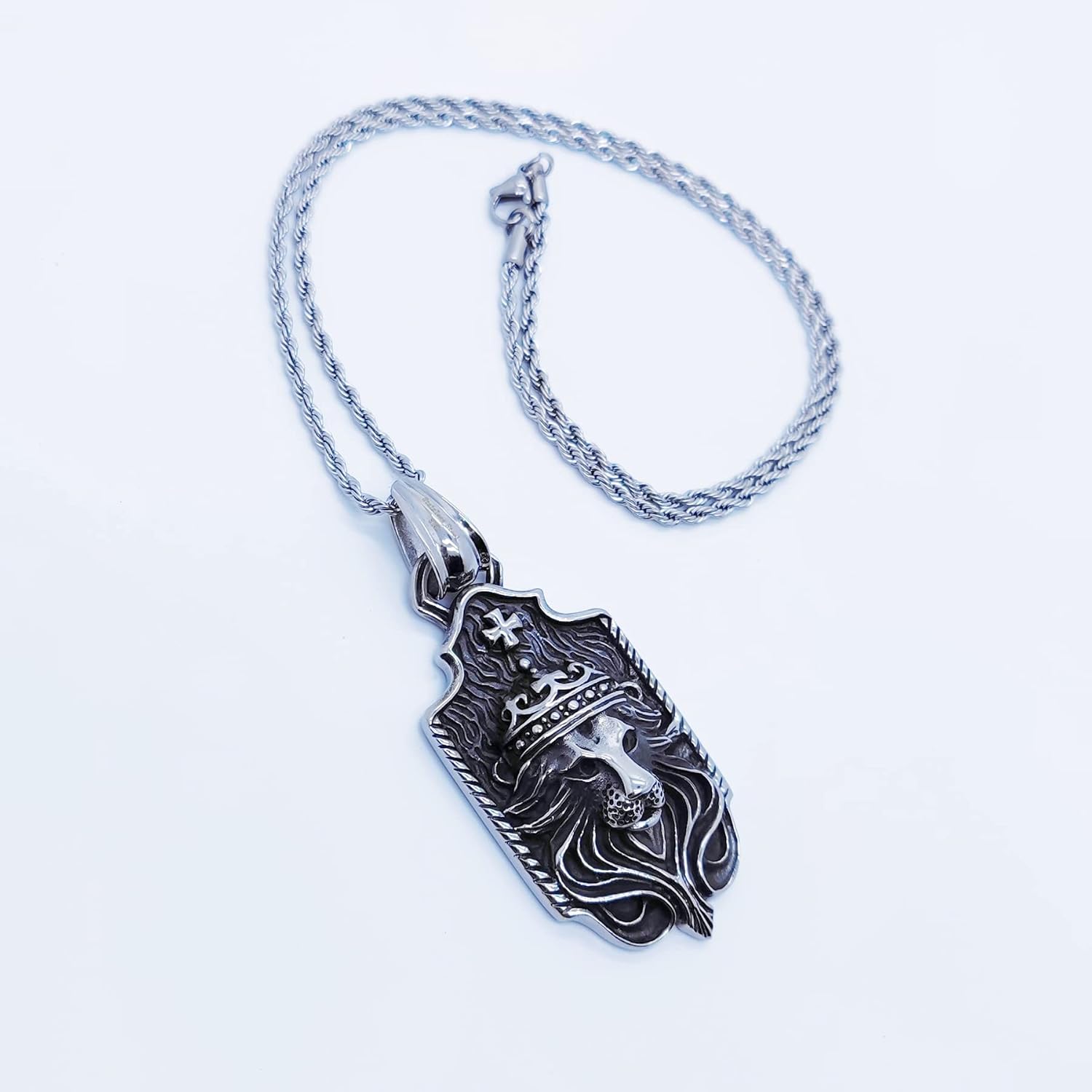 Stainless Steel Lion Head Lion of Judah Pendant Necklace with Chain, Mens Womens - Image 5