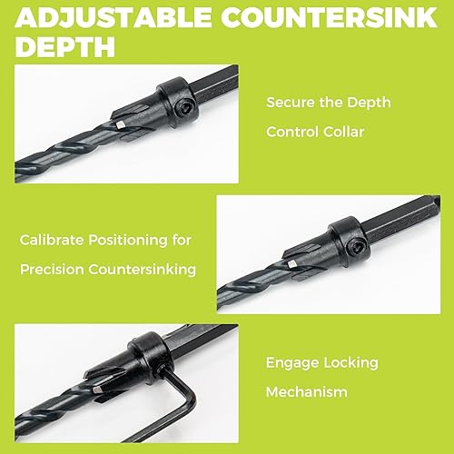 Miniatura 4 de Juego de brocas avellanadas, 16 piezas M2 cobalto HSS juego de herramientas de carpintería, brocas cónicas de profundidad ajustable con 4 cortadores