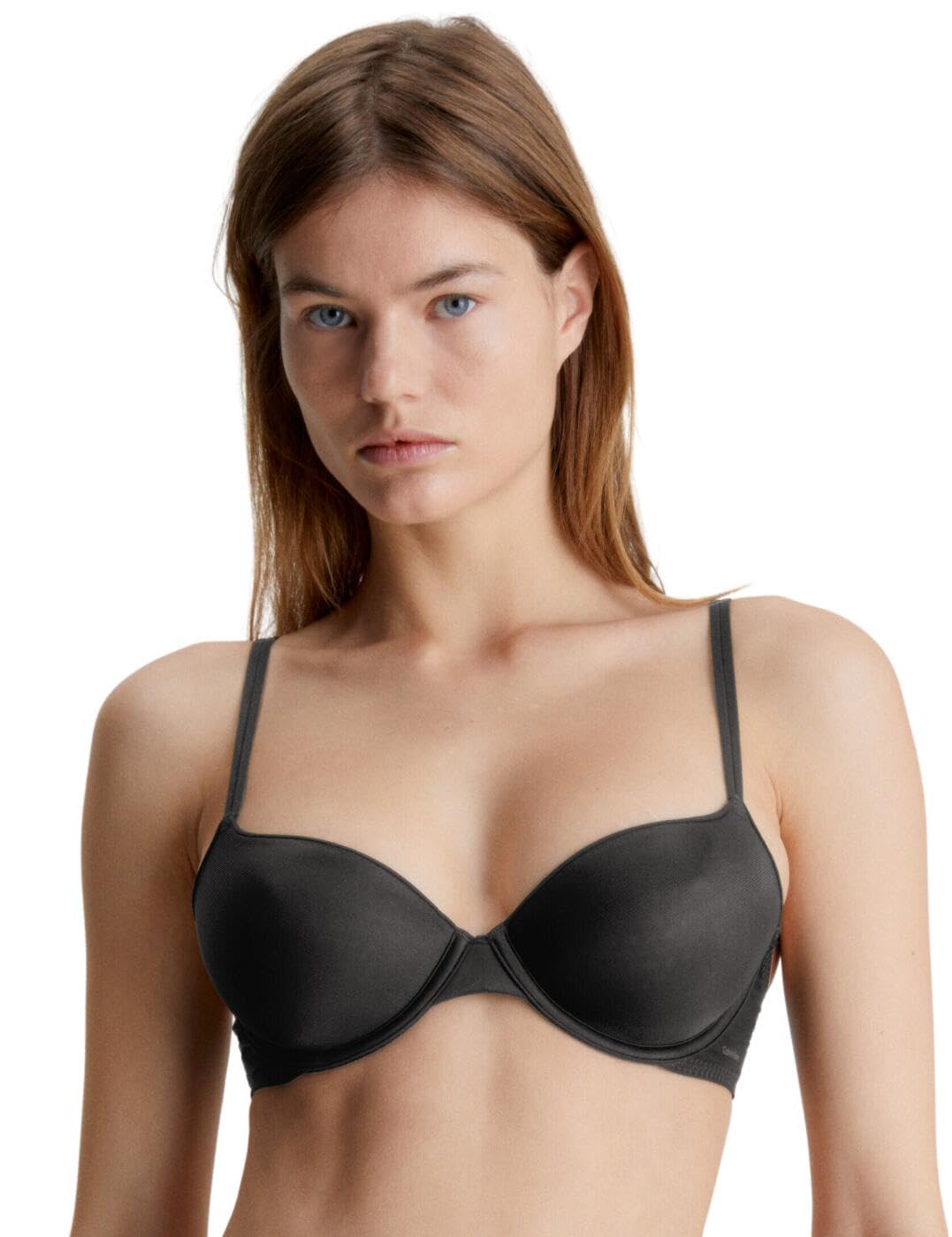 Calvin Klein Women's Lightly Lined Demi Plunge Underwire Bra, Black (Black), 34DD