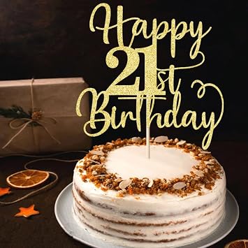 Happy 21th Birthday Cake Topper,