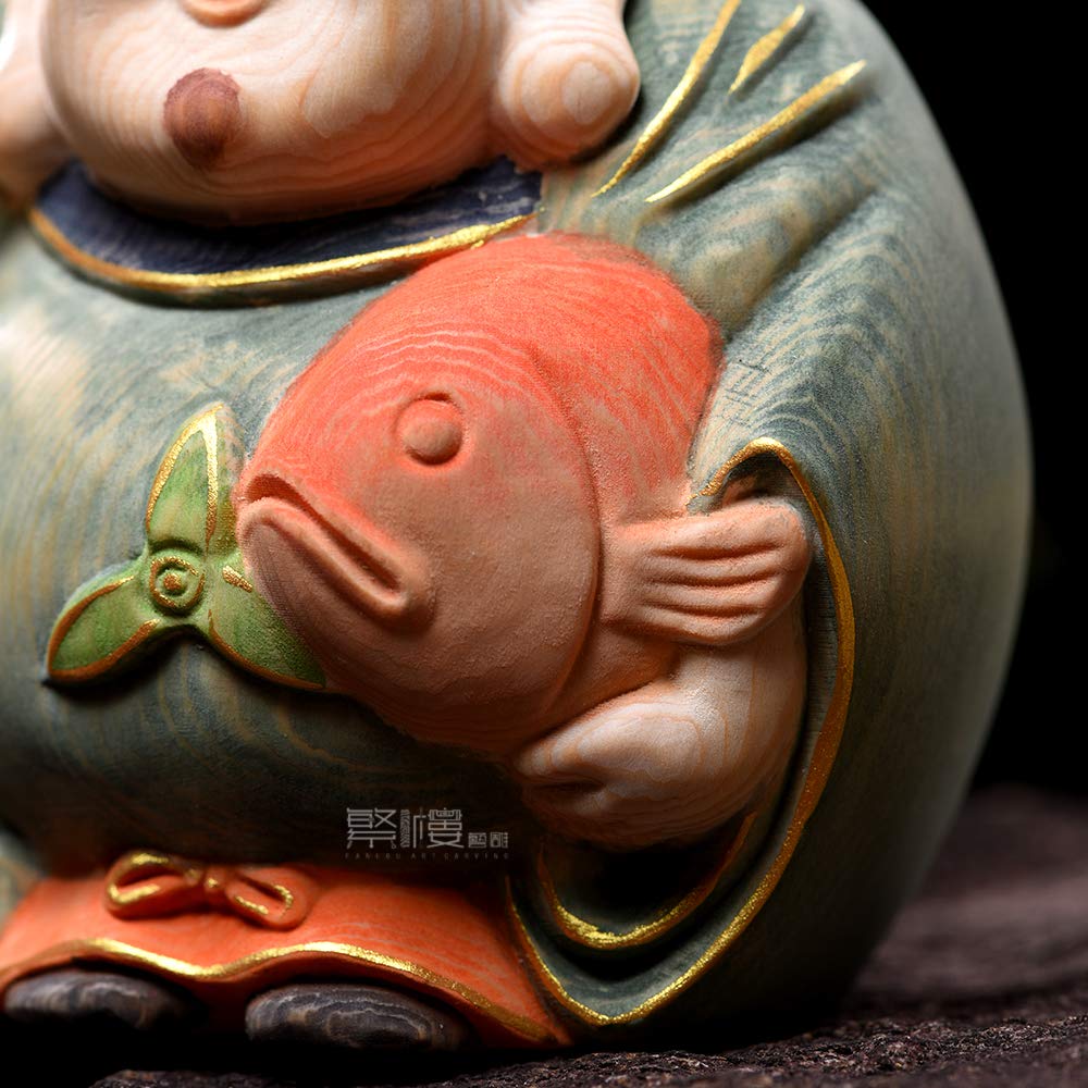 立派な七福神彫り/一木彫り置物 開運 金運 商売繁盛 縁起物｜彫刻 