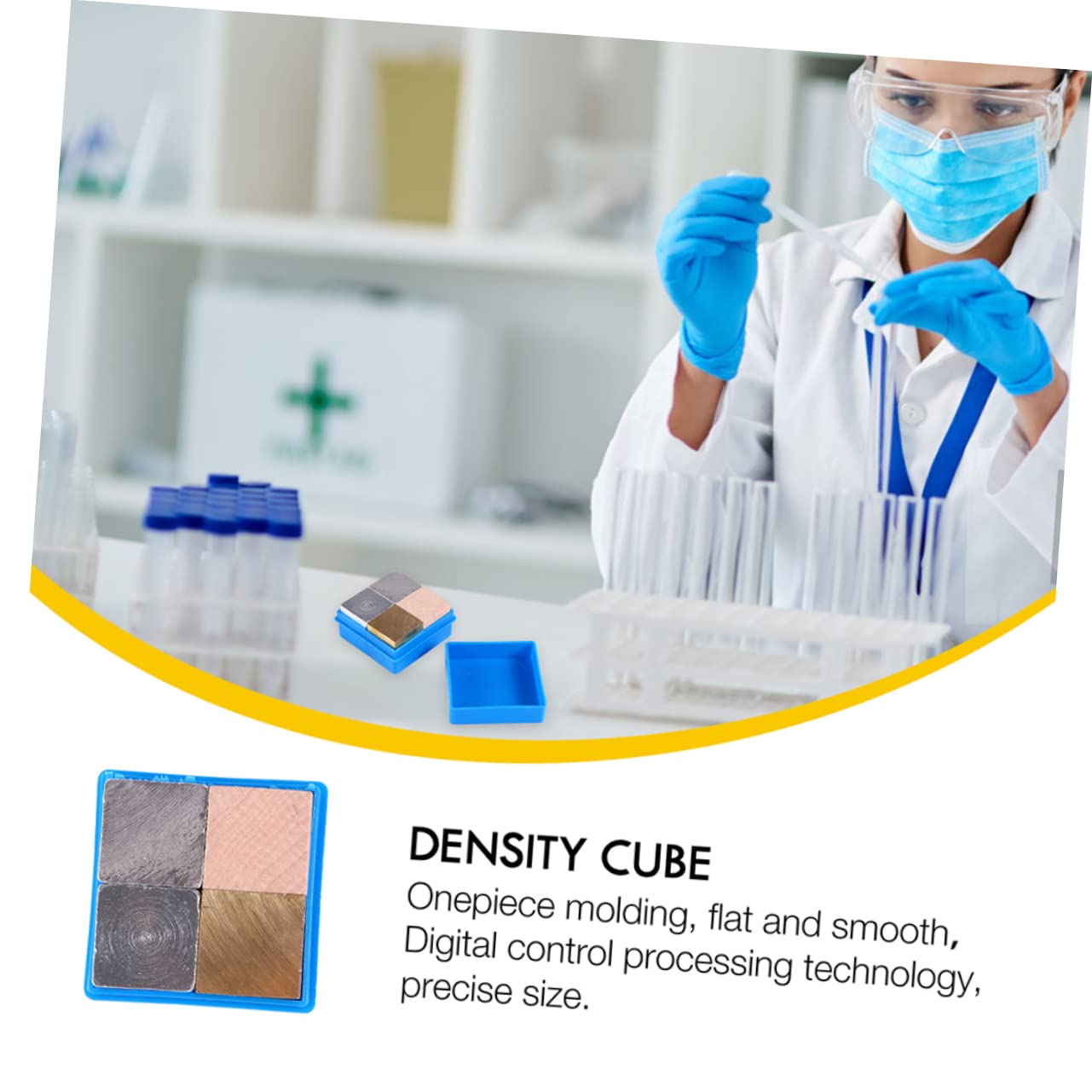 KICHOUSE 8 Pcs Set Material Density Equipment Device Science Experiments Supply Density Investigation Cube Precision Machined Density Cubes Specific Gravity Supplies Gravity Experiment Wood