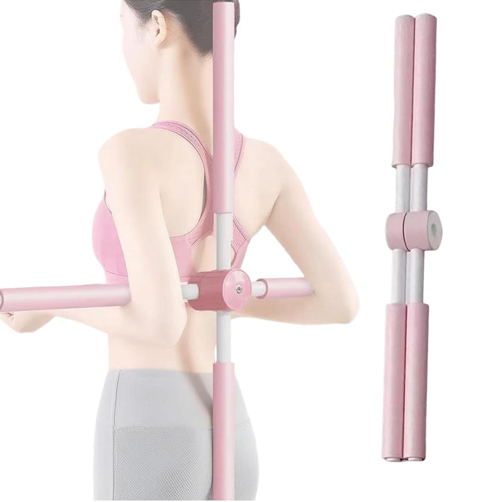 Barre de yoga en forme de croix - 80 cm - Correcteur de posture - Correcteur de posture - Pour la maison - Outil d'étirement réglable pour le dos, les épaules (B)