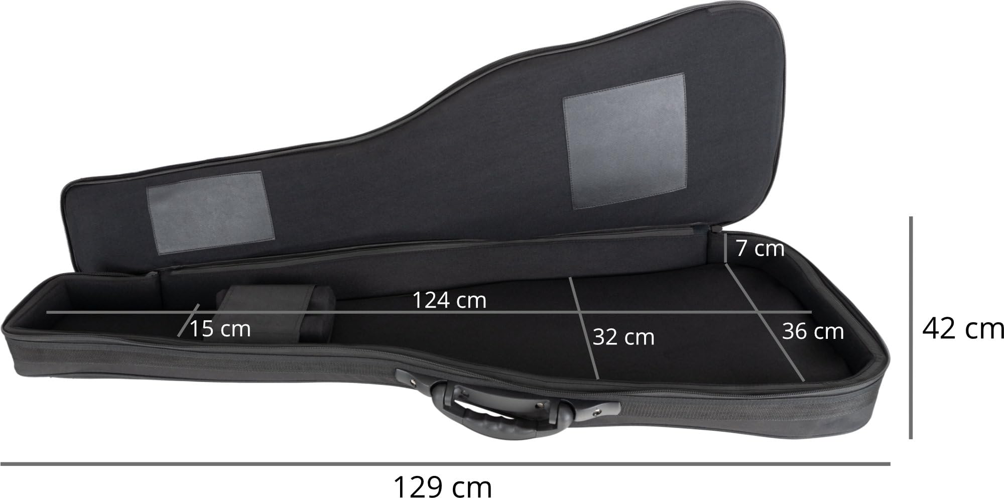 ROCKTILE EBSC-2124BK Funda Suave para bajo eléctrico, Acolchado Grueso, Soporte mástil Ajustable, 3 Bolsillos Grandes, Protege contra Humedad y Polvo, arnés Mochila retráctil, Color Negro.
