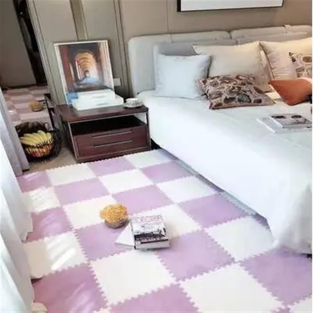 Mata do układania puzzli Mata podłogowa z puzzli piankowych, opakowanie 28 sztuk maty dywanowej Puzzle Multicolor 30x30x1cm(White Pink)
