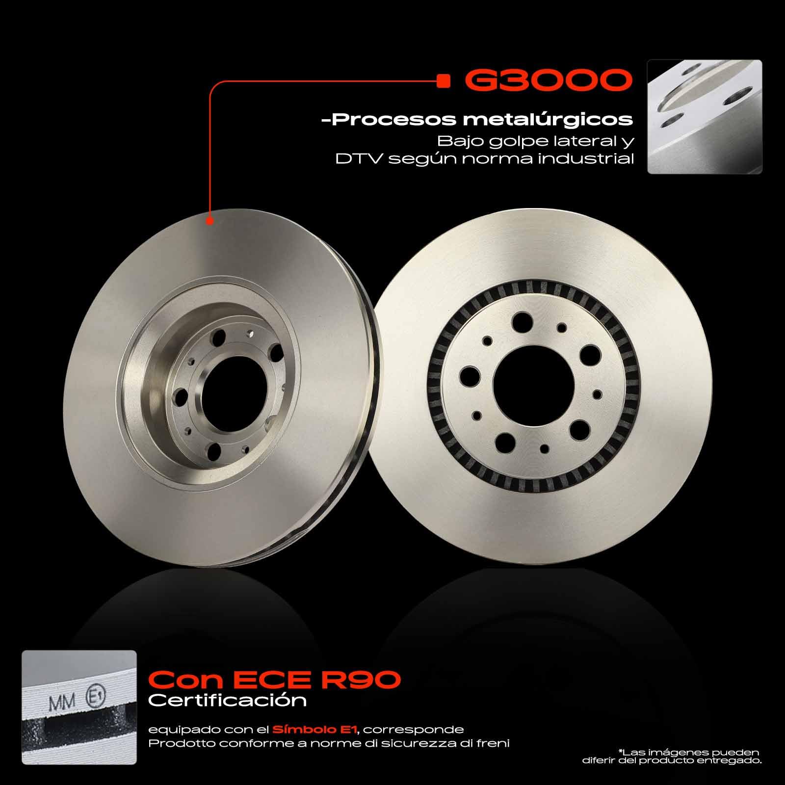 Frankberg 2 discos de freno 4 pastillas de freno | Compatible con: S60 I 384, S80 I 184, XC70 Cross Country 295, V70 II 285