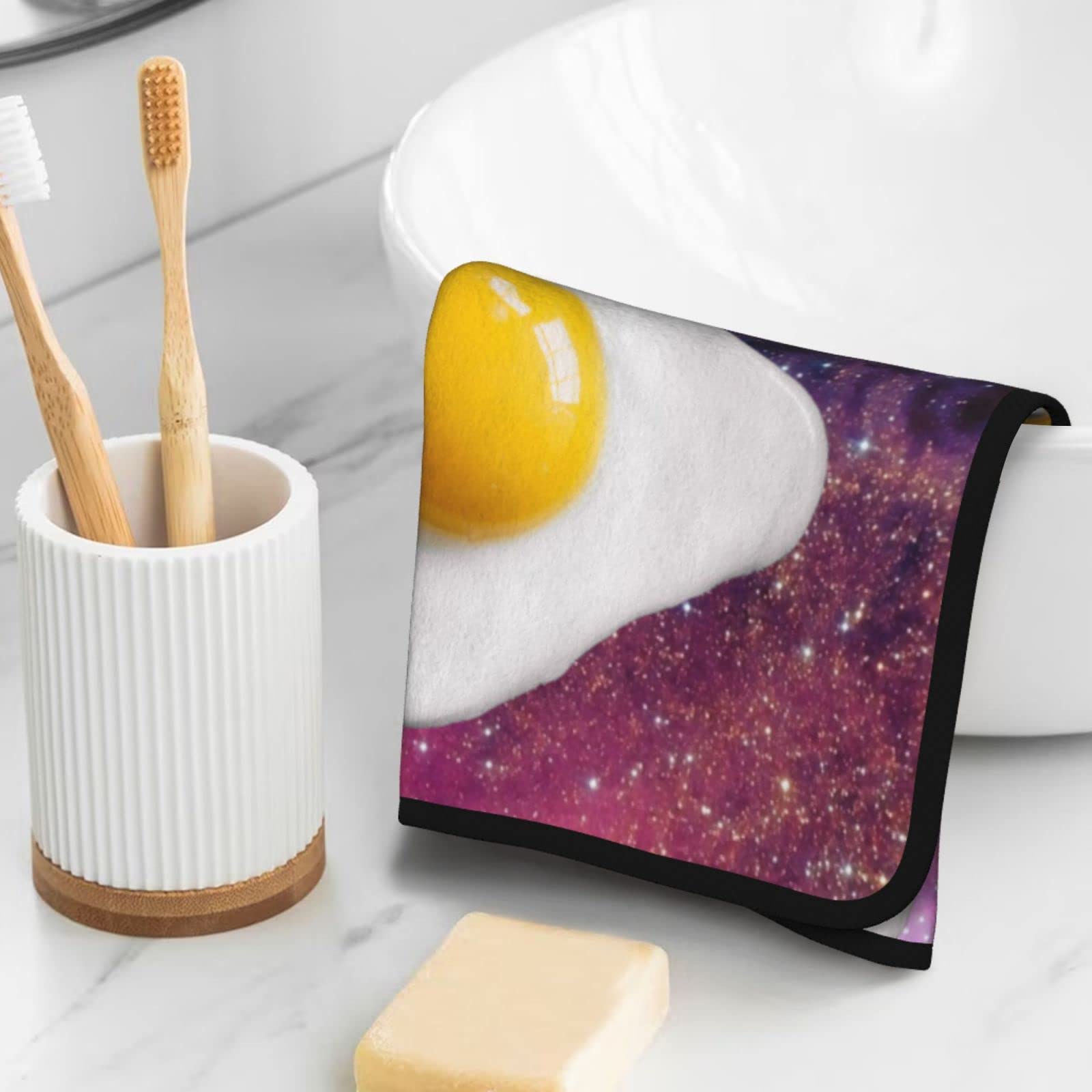 Amazon｜目玉焼き 紫の 星空 フェイスタオル 高速吸水 速乾 綿100  