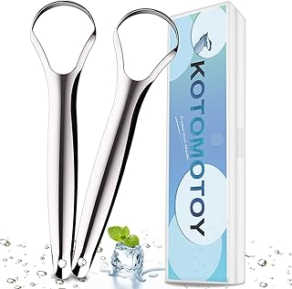 Tongue Scraper with Travel Case 2-Pack, Stainless Steel Tongue Cleaners For Adults and Kids, Metal Tongue Scrapers Fight Bad Breath, Oral Care, Tongue Brush to Fresh Breath