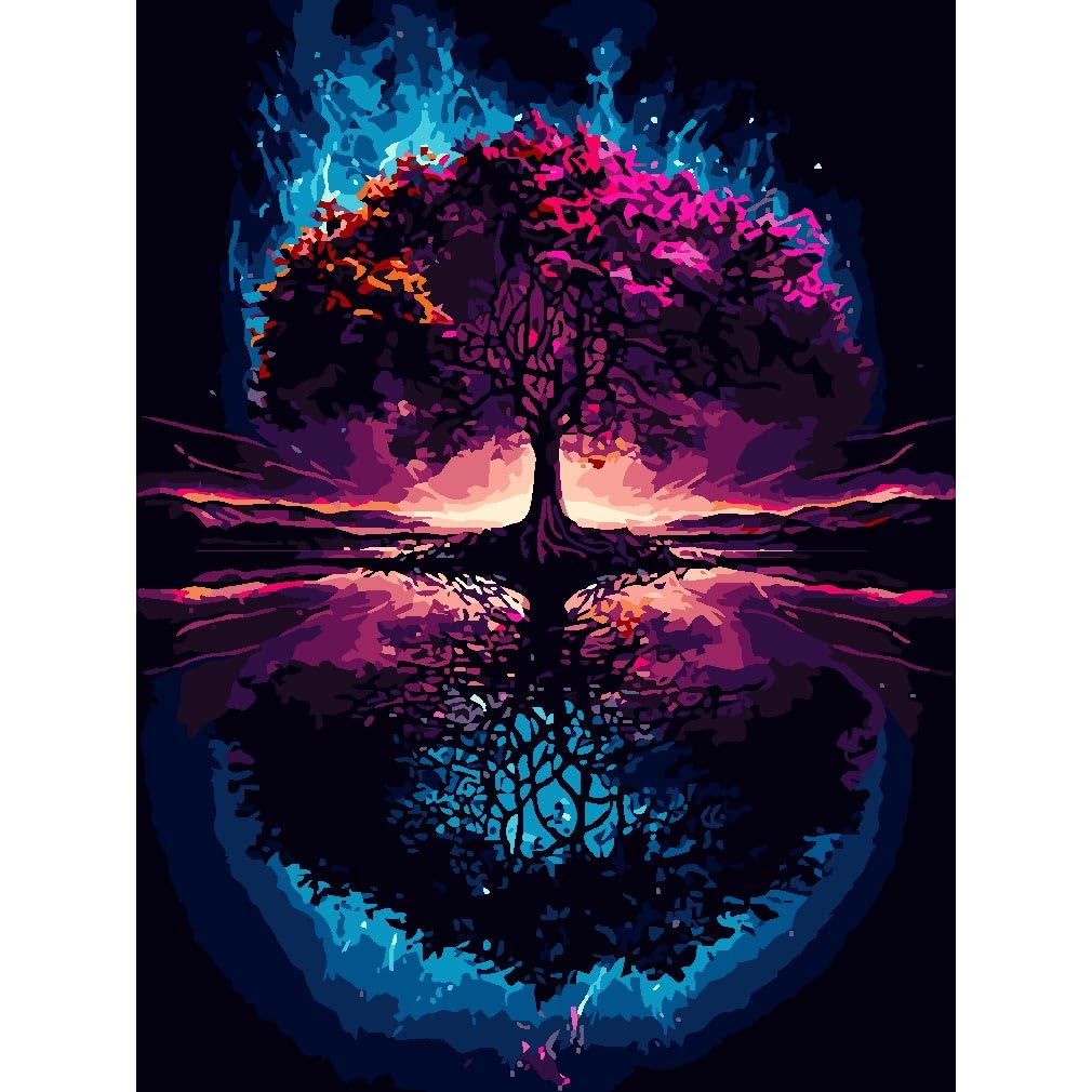 Paint by Numbers for Adults, Tree of Life Paint by Number Kits on Canvas, Acrylic Oil Hand Painting Paint Kits for Home Decor Without Frame 12x16 Inch