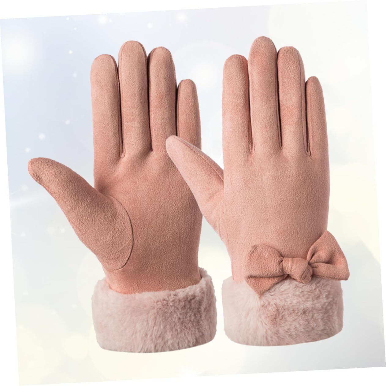 LIFKOME 3pares Guantes De Mujer Pantalla Táctil Guantes De Invierno Cálidos Lazo De Accesorios De Moda Color Rosa Para Actividades y