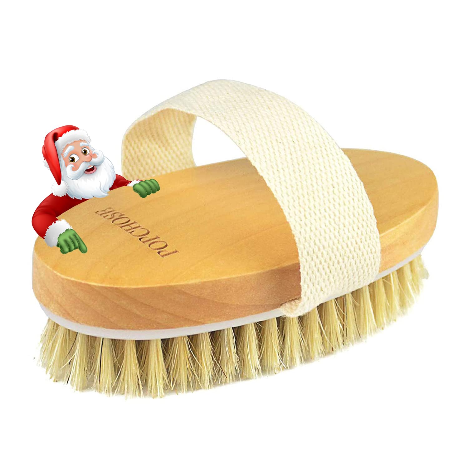 POPCHOSE Dry Brushing Body Brush, Natural Bristle Dry Skin Exfoliating Brush Body Scrub for Flawless Skin, Cellulite Treatment, Lymphatic Drainage and Blood Circulation Improvement