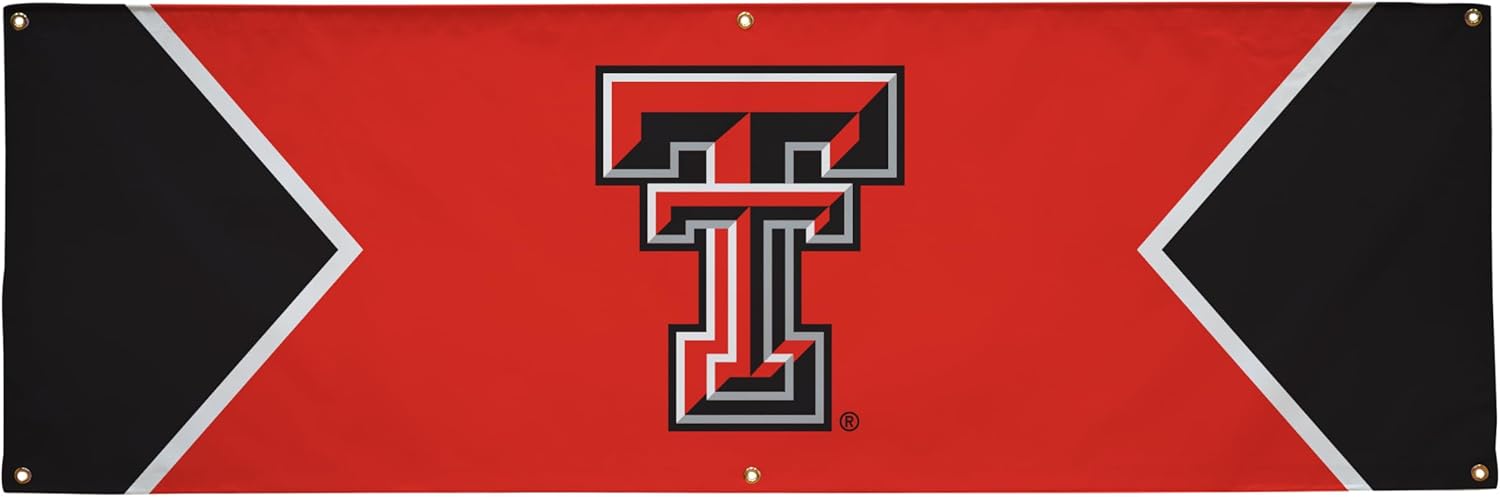 Texas Tech Red Raiders College Sports Printed Outdoor Banner - NCAA Licensed - Durable Vinyl - School Banner (Red, Black) (2' x 6')