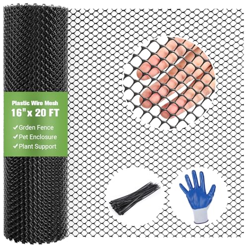 Wesketch Mesh Tree Guard Trunk Protectors, Chicken Wire for Floral Arrangements, Tree Wraps to Protect Bark, Flexible Net Tree Guard 16 in x 20FT with 50 Zip Ties, Tree Bark Protector from Deer-Black
