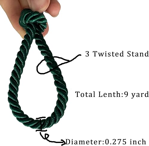 Miniatura 2 de Fenghuangwu Cordón de 9 yardas hecho a mano, 0.275 pulgadas de diámetro, cuerda trenzada para bricolaje, decoración del hogar, tapicería, amarre de