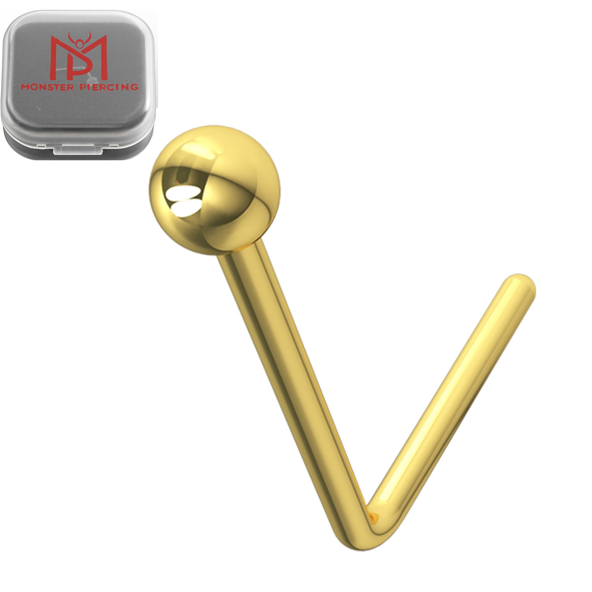 9K Amarillo Oro Llano Superior Calibre 22 L Curva Nariz r?Tula Piercing