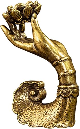 LOTONTJ Feng Shui Estatua de mano de Buda de latón con forma de loto, decoración del hogar, aroma, yoga, meditación, hogar, oficina, decoración para