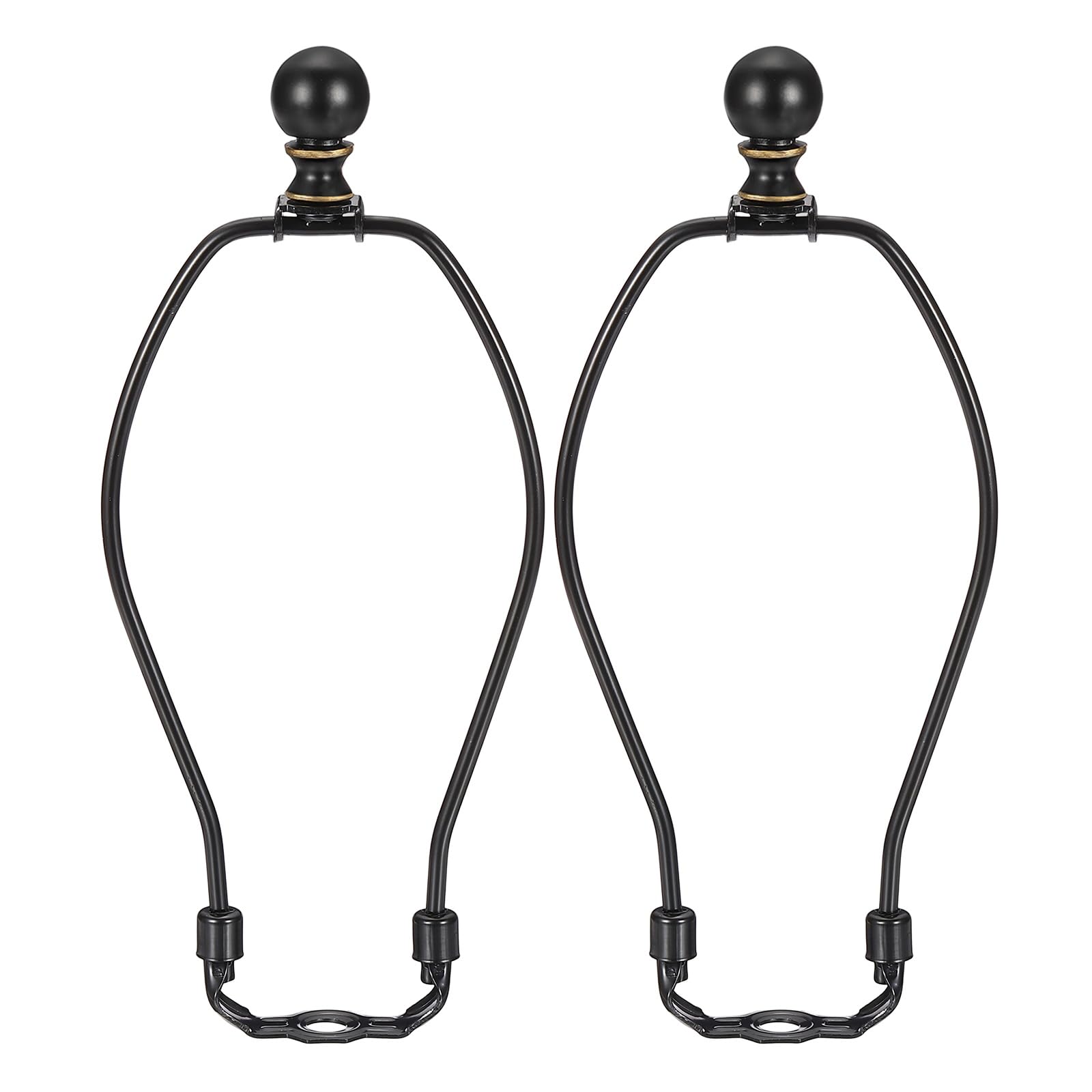 PATIKIL 2 Set 8.5" Lamp Shade Harp Holder, Heavy Duty Detachable Lampshade Brackets with 1.46" Height Solid Metal Finial Shade Holder for Table and Floor Lamps, Black