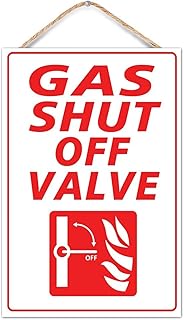 Rustic Street Warning Wood Sign Gas Shut Off Valve Wooden Sign for Indoor Outdoor Garden Patio Yard Parking Lot Home Decoration Wood Plaque Wall Art Craft 8x12 Inch