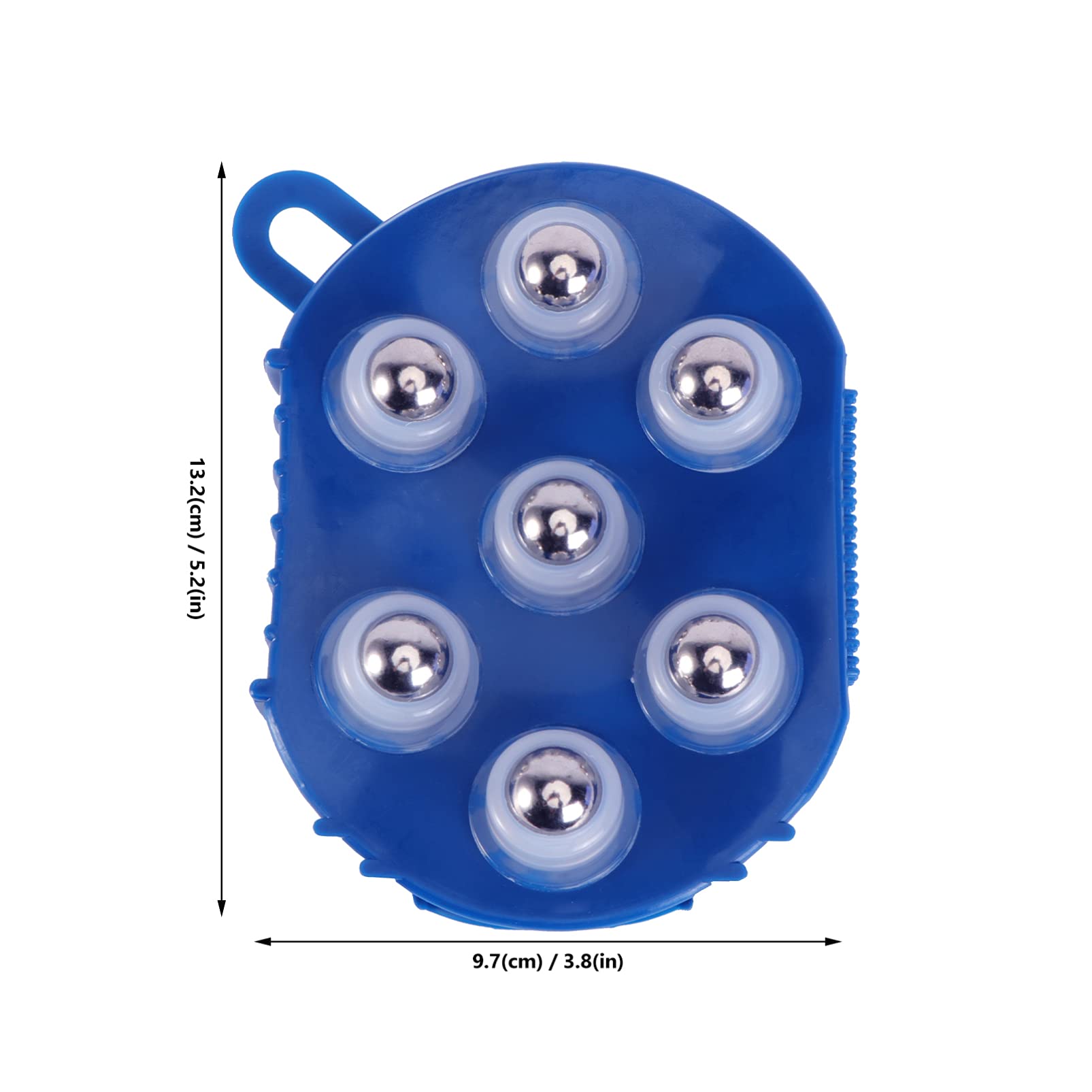 HEALLILY 1pc Metal Ball Palm Massage Cover Palm Massage Relaxation Brush 7 Ball Massage Gloves for Body Massage Mobility Recovery (Blue) - Image 3