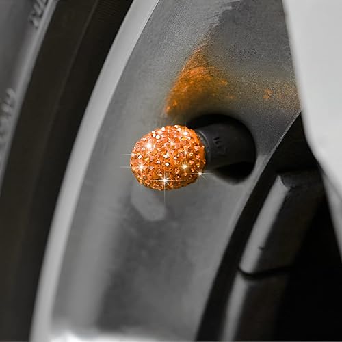 Miniatura 6 de AUCELI 4 tapas de vástago de válvula de neumático de automóvil, diamantes de imitación de cristal, a prueba de polvo, cubierta de válvula de