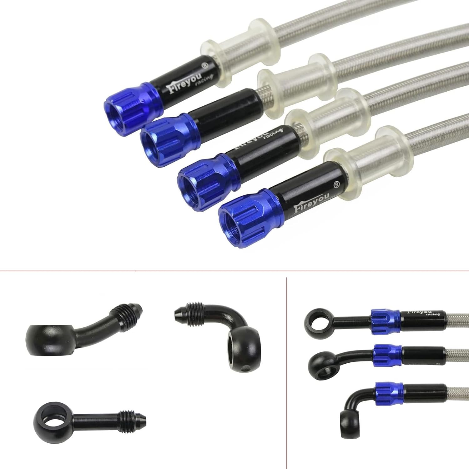 Motorcycle Brake Hose Braided,400-2400mm AN3 Hydraulic Clutch Tube Oil DOT Fluid Pipe Line Stainless Steel for ATV Dirt Pit Street Racing Bike,Removing Fittings Banjo (Silver/1600mm) Silver 1600mm