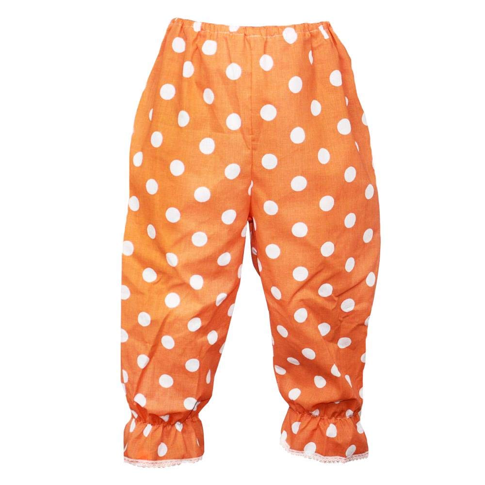 The Dragons Den Adults Full Length Polka Dot Frilly Rag Doll Clown Pants Circus Big Top Fancy Dress [Orange White Spot S-M] — image 1