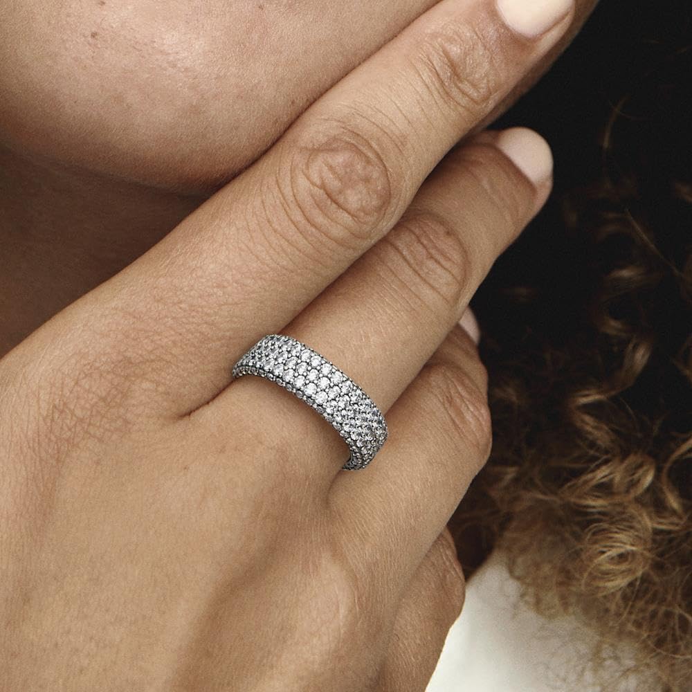 Pandora Timeless - Anello Pavè fascia tripla, in argento sterling, con pietre di zirconia cubica incolori