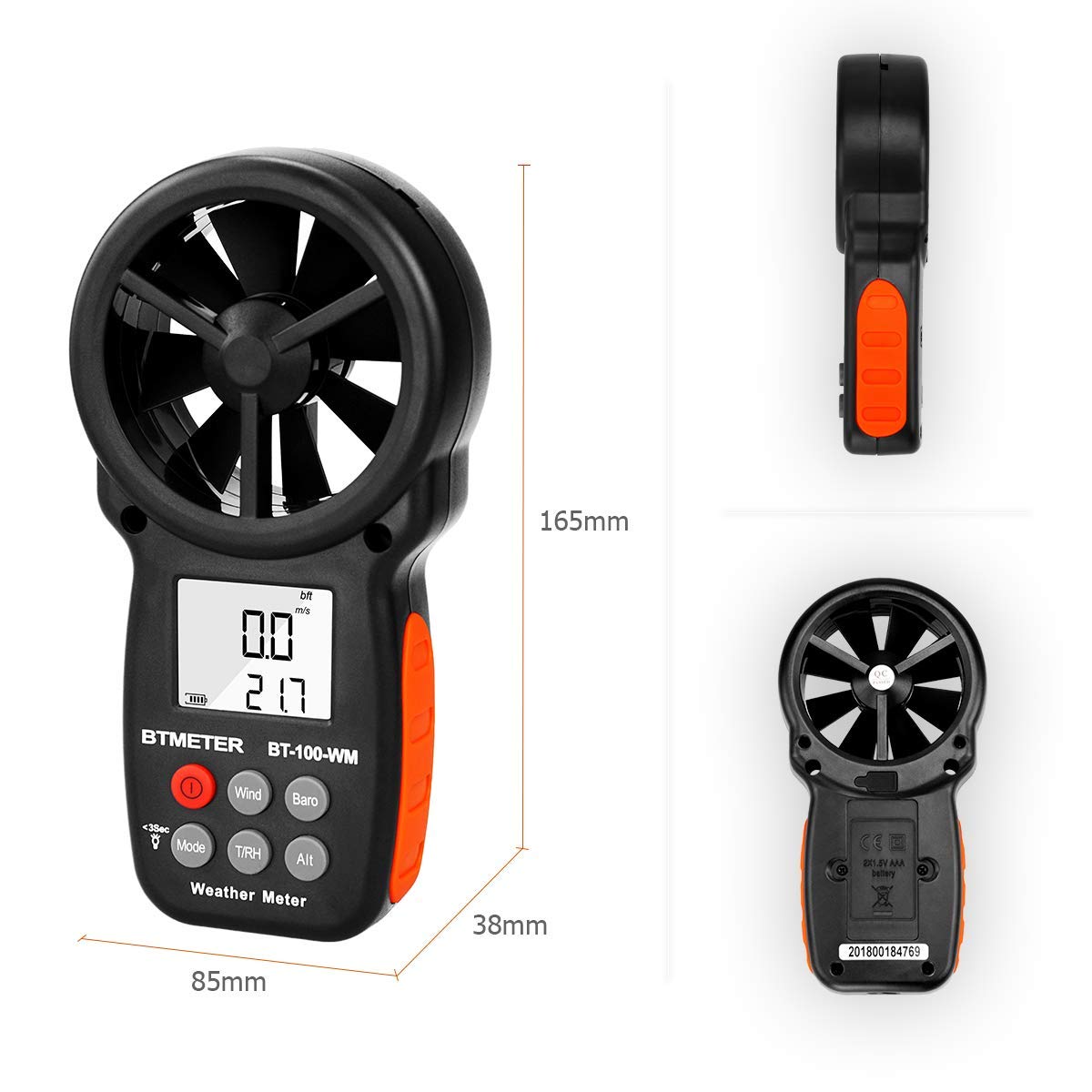 Anémomètre numérique CFM de poche pour vitesse du vent température humidité relative altitude pression barométrique drone