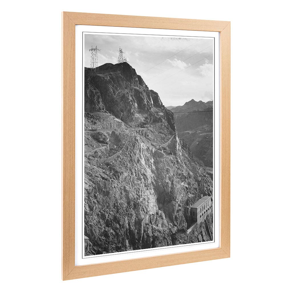 Big Box Art Framed Print of Ansel Adams Cliffs Above Boulder Dam Design | Wall Art Picture | Home Decor for Kitchen, Living Room, Bedroom, Hallway, Oak, A2 / 24.5x18 Inch / 62x45cm