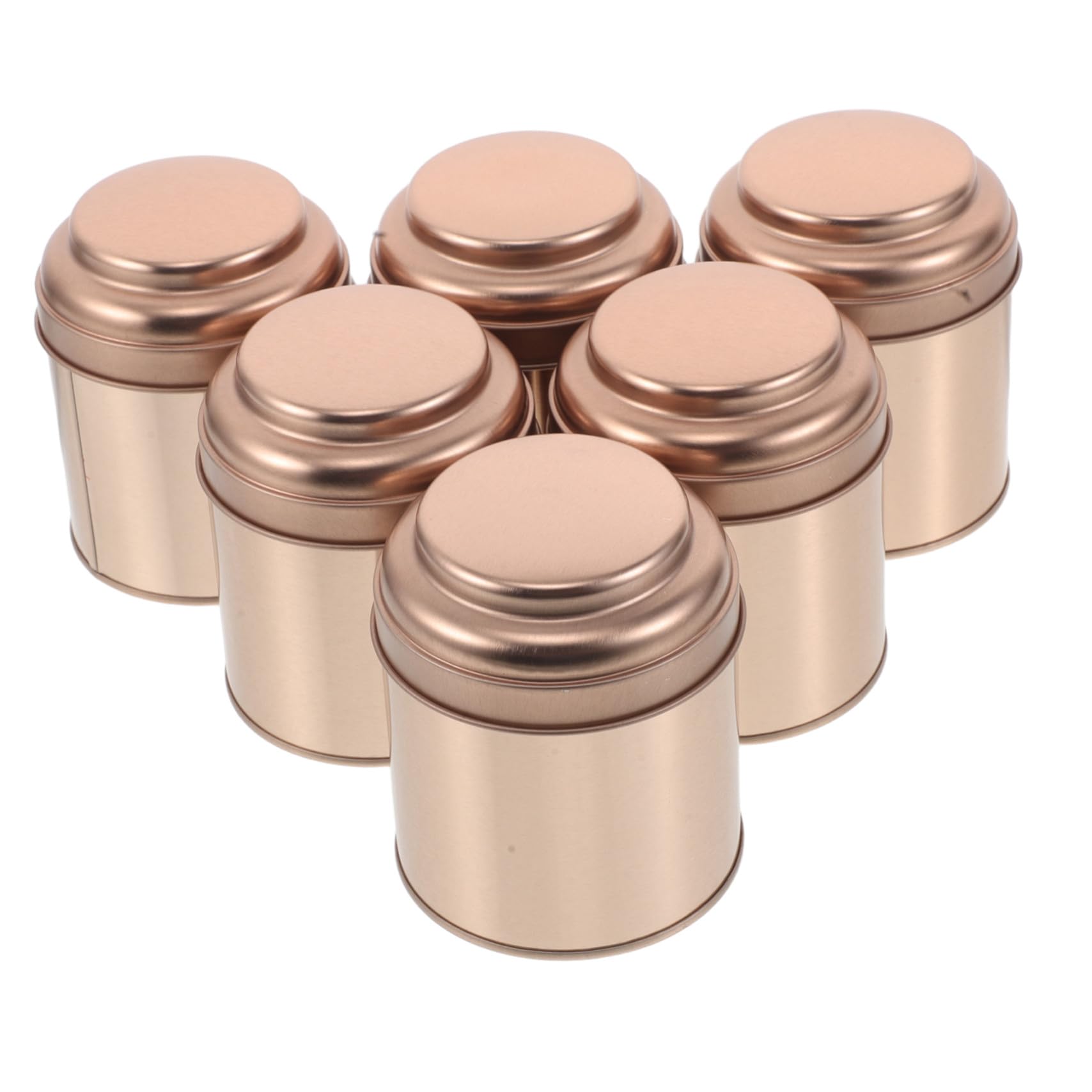 6 Stück Runde Teedosen aus Stabilem Weißblech mit Luftdichtem Deckel Versiegelt für Losen Tee Kaffee und Gewürze Praktische Aufbewahrung für Küche und Reisen Roségoldfarben