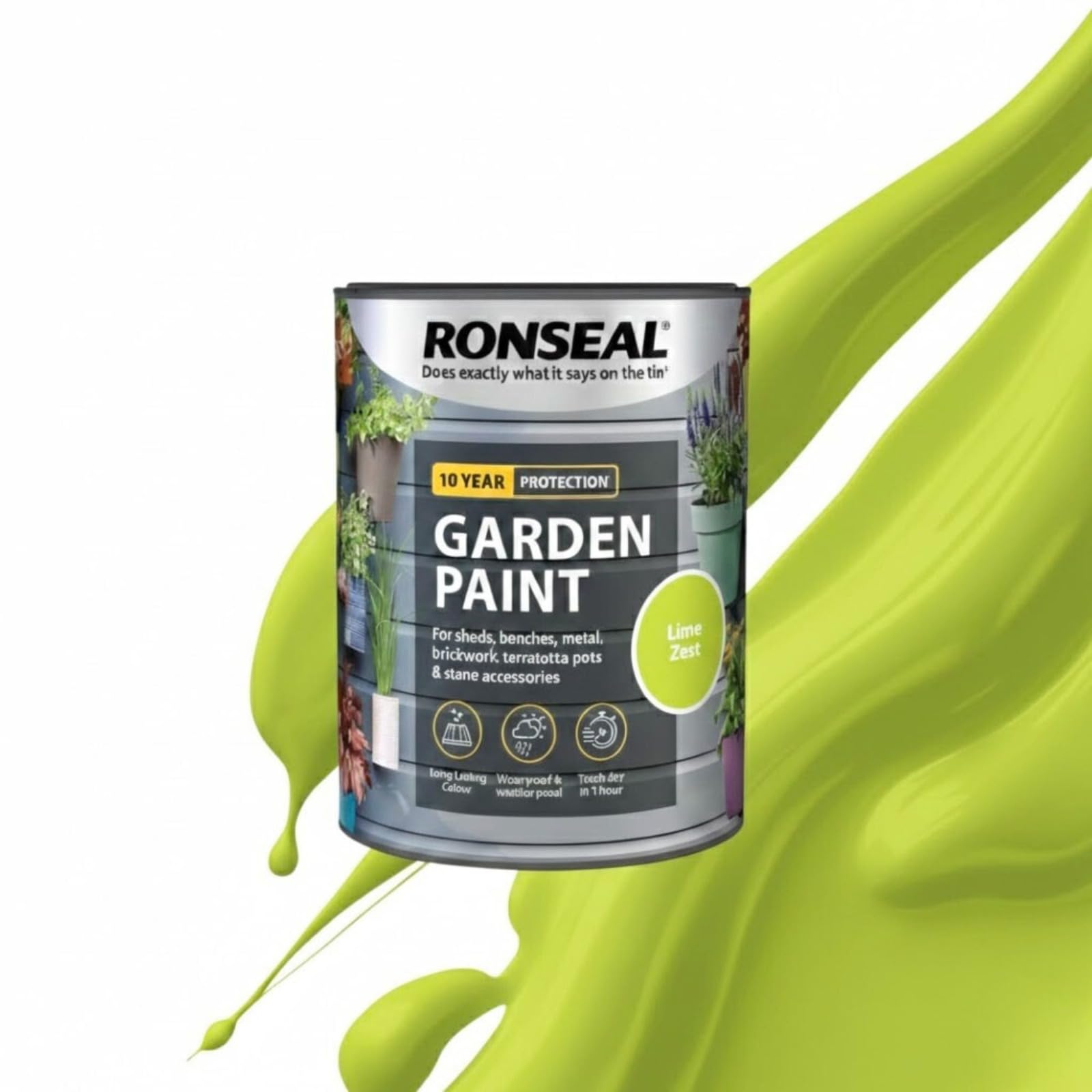 Milena Lime Zest Garden Paint 750ml, Water Based Wooden Paints, Fast Drying Matt Finish, Long Lasting Fade Resistance Fence Paint, DIY Colour for Brick, Flower Pots (Lime Zest, 750 M L)