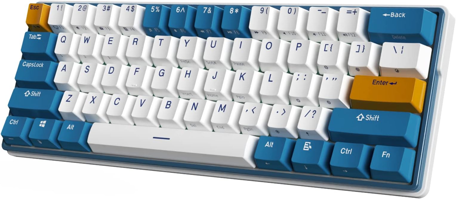 RK ROYAL KLUDGE RK61 Plus Gaming Keyboard, Mechanical Keyboard, Bluetooth/2.4G/Wired RGB Backlight, Numeric Keypadless, 60% Small, Compact Keyboard, English Layout, Linear Switch