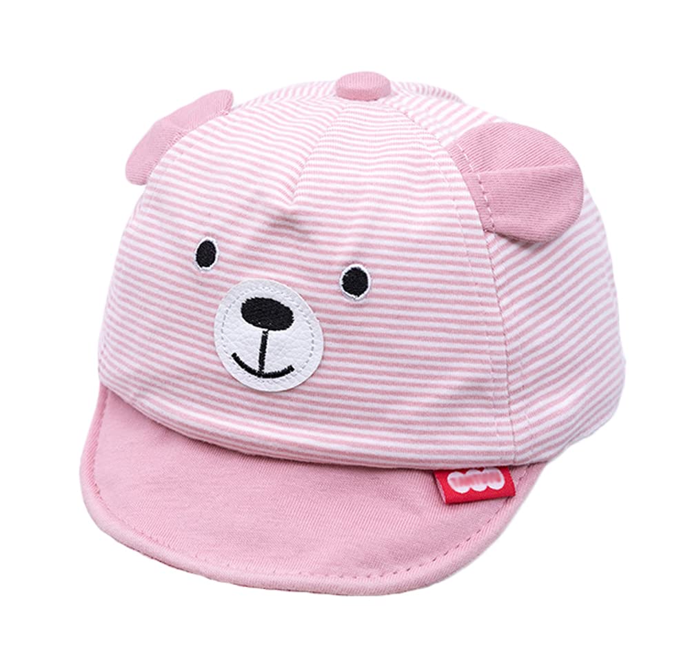 iEasey Newborn Baby Bear Soft Brim Sun Protection Hat Infant Cotton Baseball Cap Travel Anti UV Sun Hat for Baby 3-12 Months