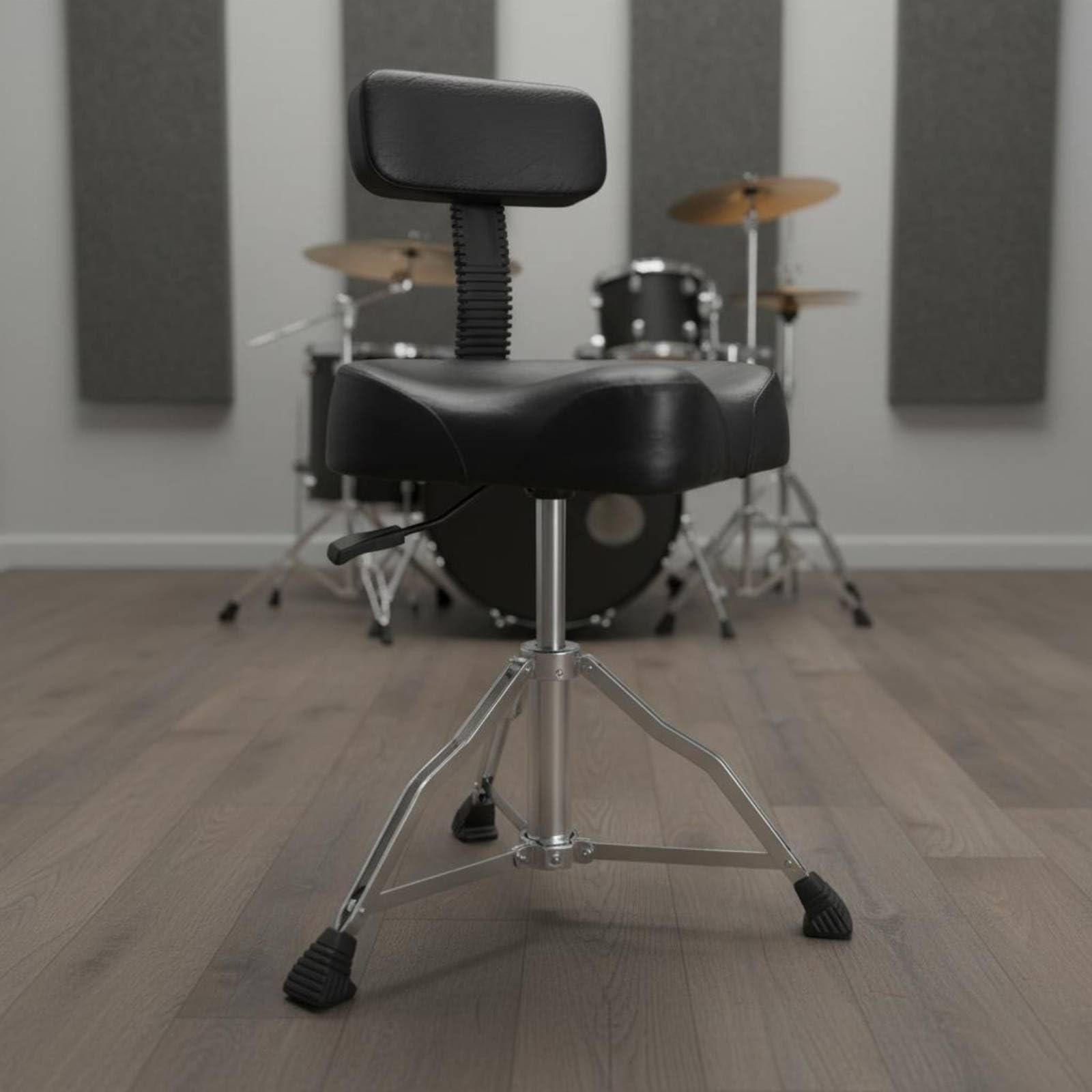 predolo Asiento de Batería Ajustable Taburete de Batería Silla de Batería Trono de Batería con Respaldo Acolchado de Esponja Altura Hidráulica Base Robusta