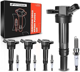 A-Premium Ignition Coils and Spark Plugs Kits Compatible with Hyundai Elantra 2012-2016 Elantra Coupe GT Tucson Kia Soul Forte Forte5 1.8L 2.0L 4-PC Set