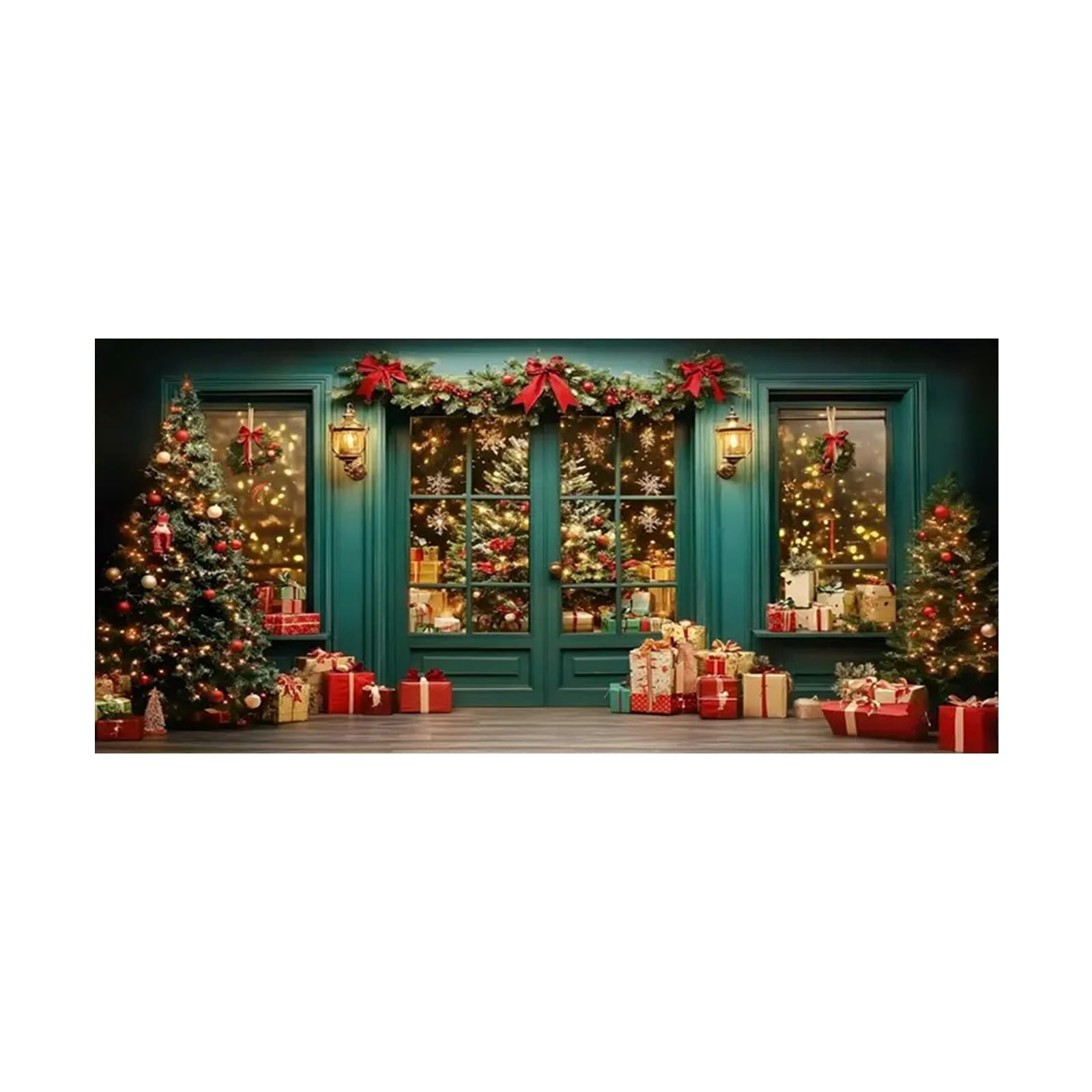 Fahne Weihnachts-Garagentor, Weihnachtsbaum, Garagentor, abgedeckt, 6 x 13 Fuß, großes Hofschild, Winter, für drinnen und draußen, Wand, Tür, Party-Dekoration