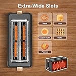Mecity 4 Slice Toaster, Long Slot Toaster With Warming Rack, Bagel/Defrost/Reheat Functions,Warming Rack, Crumb Tray, 6 Browning Settings, Extra Wide Long Slots, Stainless Steel, 1300W,Grey - Image 4