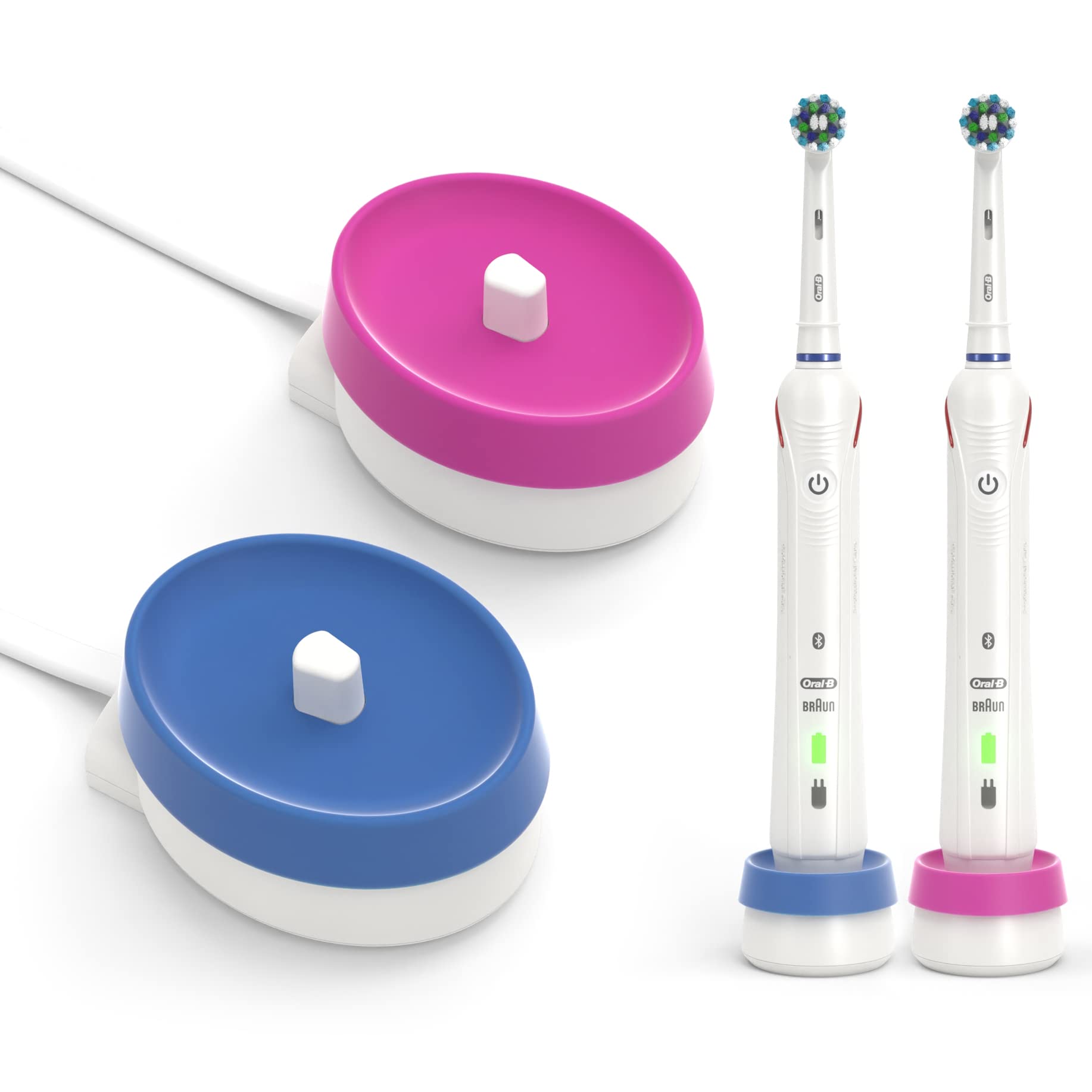 Clean Cover for Oral-B Toothbrush Charger Base - New Version 2023 - Quickly Rinse Away Gunk - Colorful Identifiers for Families (Blue & Pink)-image-39