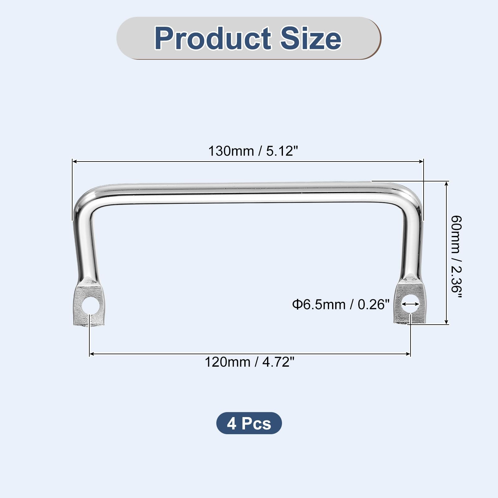 QUARKZMAN 4 Piezas De Asas Para Bandejas De Cubiertos, 13.8 Pulgadas Asas De Bandeja De Metal De Servir Hardware Para Muebles Tiradores Para Bandejas De Frutas, Tiradores, Plateado