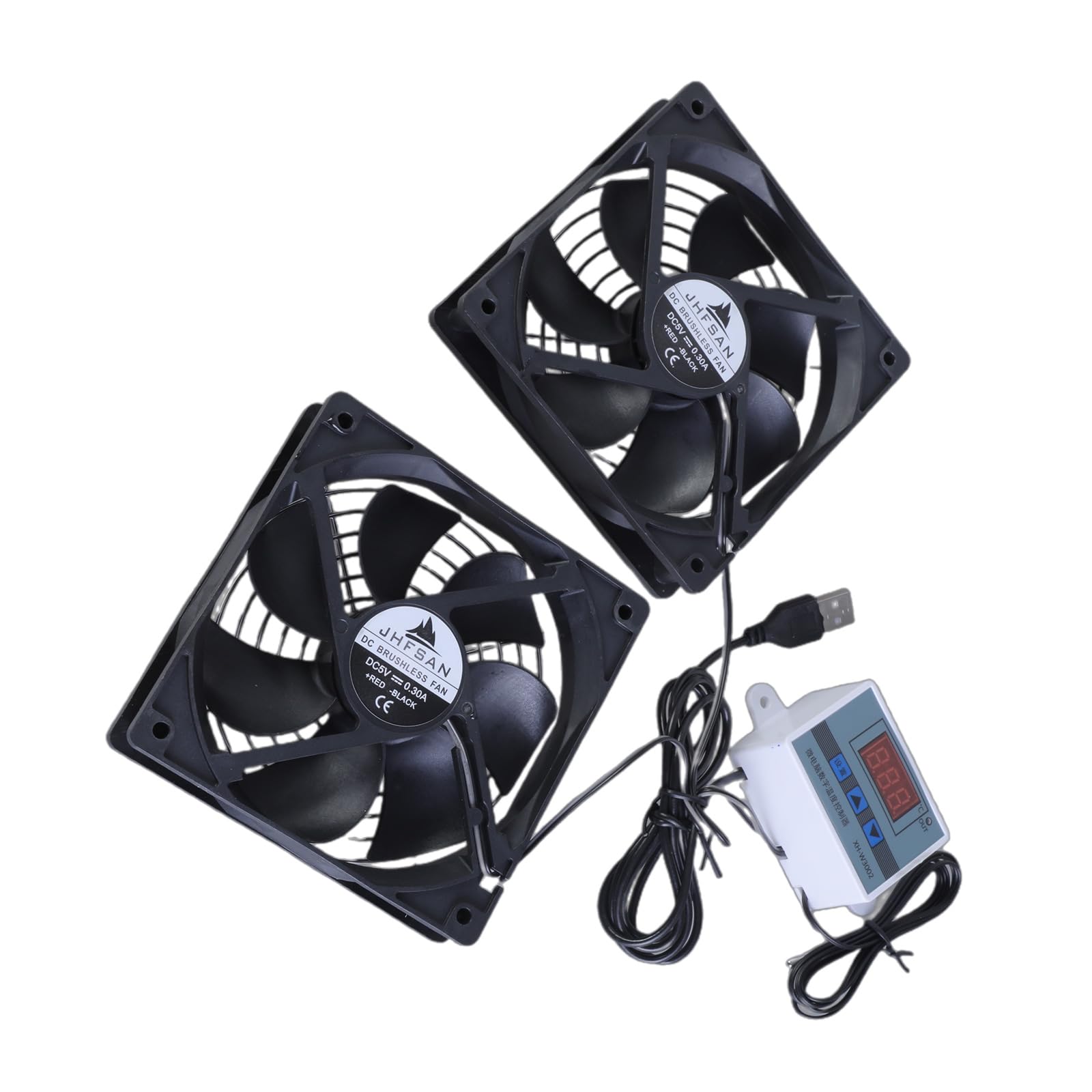 Ventiladores de refrigeración silenciosos alimentados por USB de 120 mm con control de termostato ajustable para armarios y cine en casa