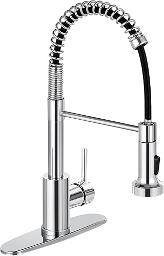 Miniatura 9 de DJS Grifos de cocina con rociador desplegable dorado cepillado  Luz LED Grifo de fregadero de cocina con resorte de 1 o 3 agujeros con placa de