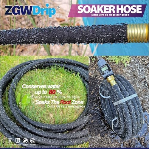 5/8" 50FT Heavy Duty Soaker Hose with Brass Connectors – Ultra-Flexible Drip Irrigation for Gardens, Lawns & Raised Beds - Thumbnail 3
