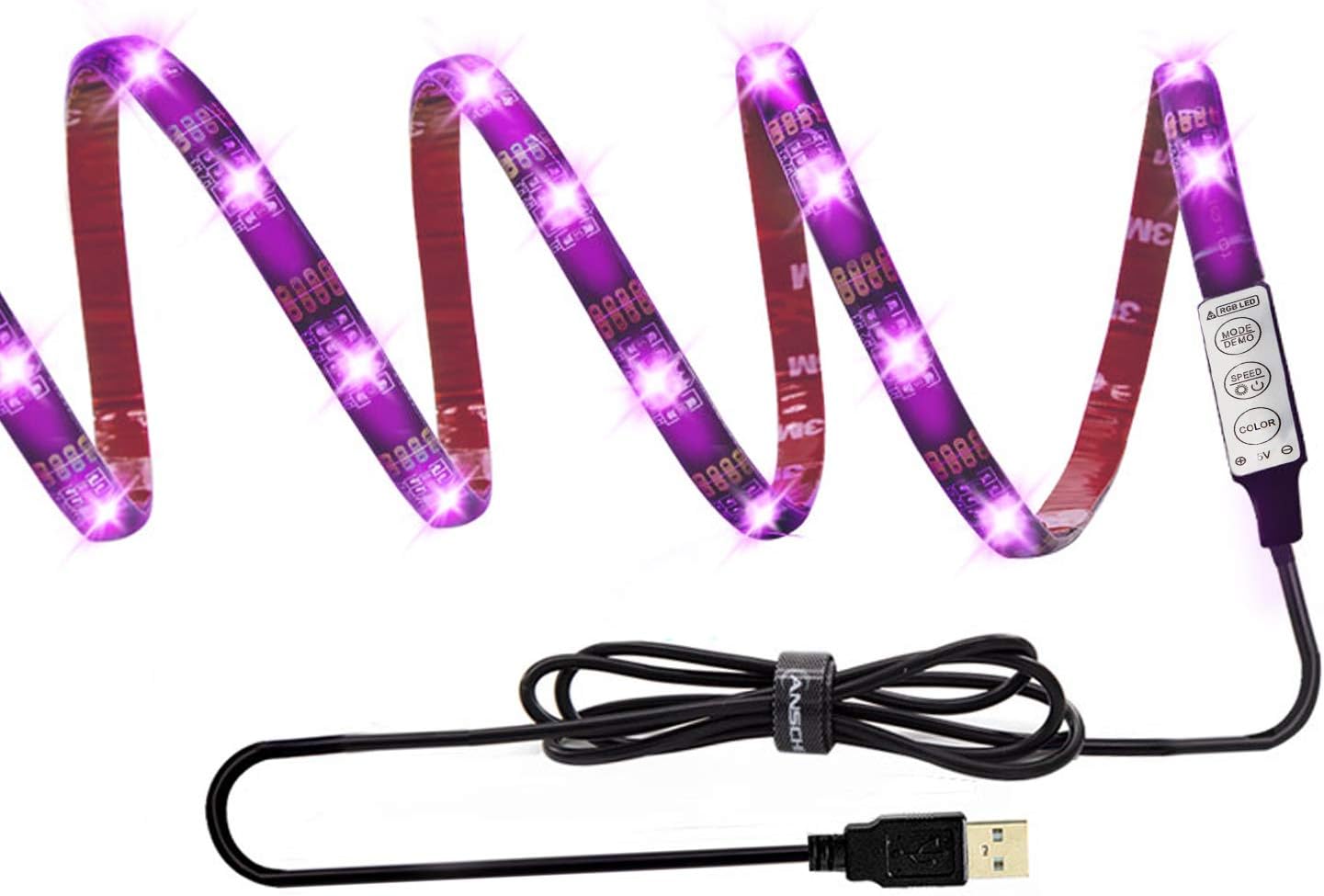 ANSCHE 150cm(59inch) TV Led Backlight Kit, 20 Modes Colour Bias Lighting USB Led Strip RGB for TV Desktop PC LED Rope Color Changing Background Ambient Lighting Decoration Mood Light Waterproof [Energy Class A++]