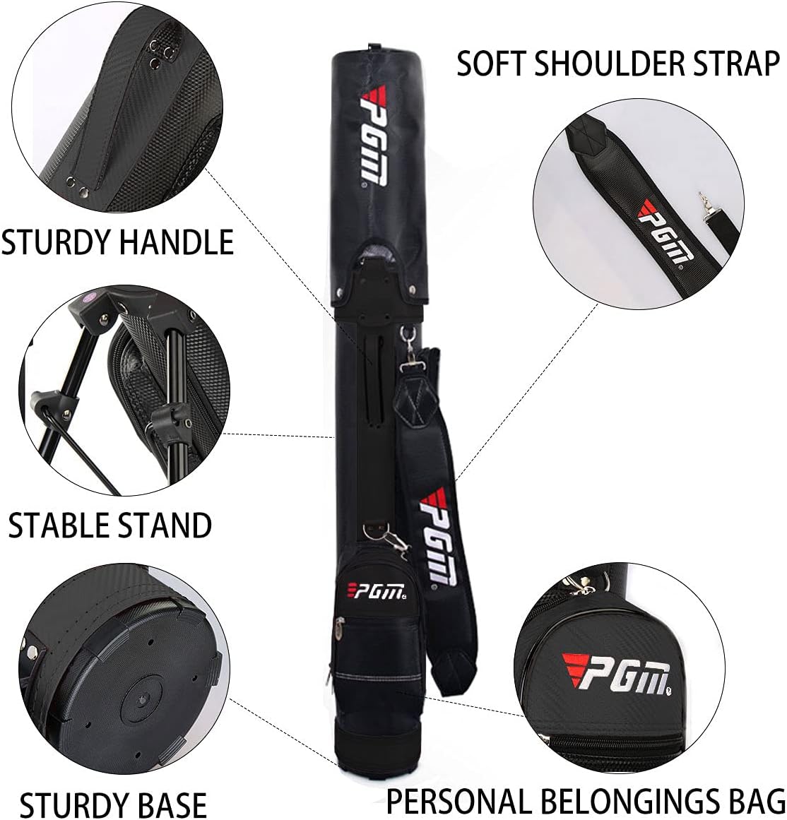 Golf Stand Bag for Men & Women,Easy to Carry & Durable Pitch Golf Bags Sunday Golf Bag Ideal for Golf Course & Travel ,Lightweight and Waterproof Black (Black) : Sports & Outdoors