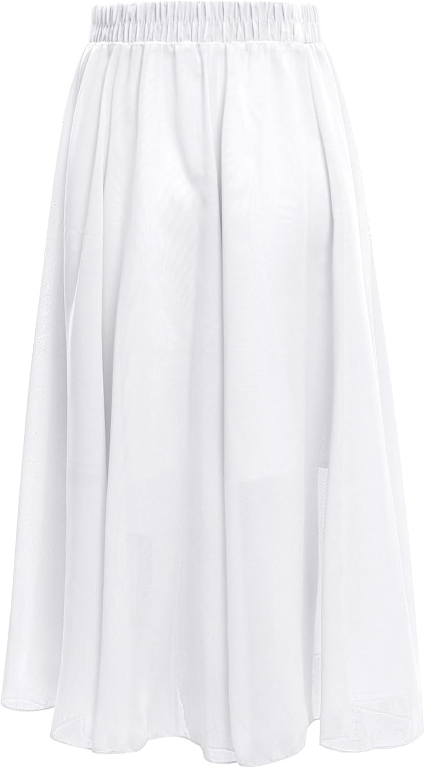Kids Girls Ballet Modern Dance Wrap Skirt 360 Degree Long Skirts for Ballerina Studio Practice Performing Dress