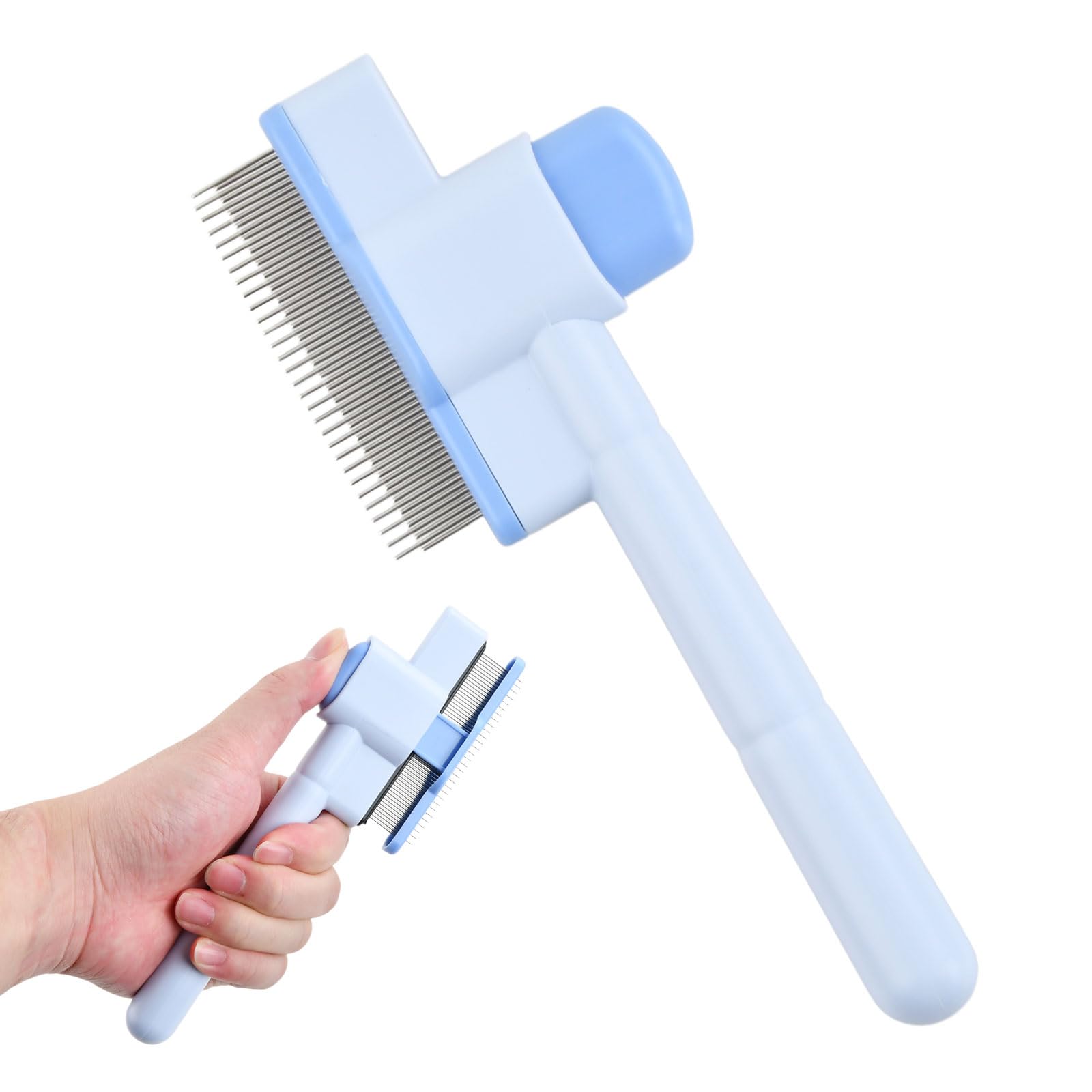 Brosse Poil Chat, Peigne Anti Puces Pour Chaton, Peignes à Dents En Acier Inoxydable pour Chats et Chiens, Brosse Autonettoyante pour Long Court, pour enlever les Poils Morts Animaux de Compagnie