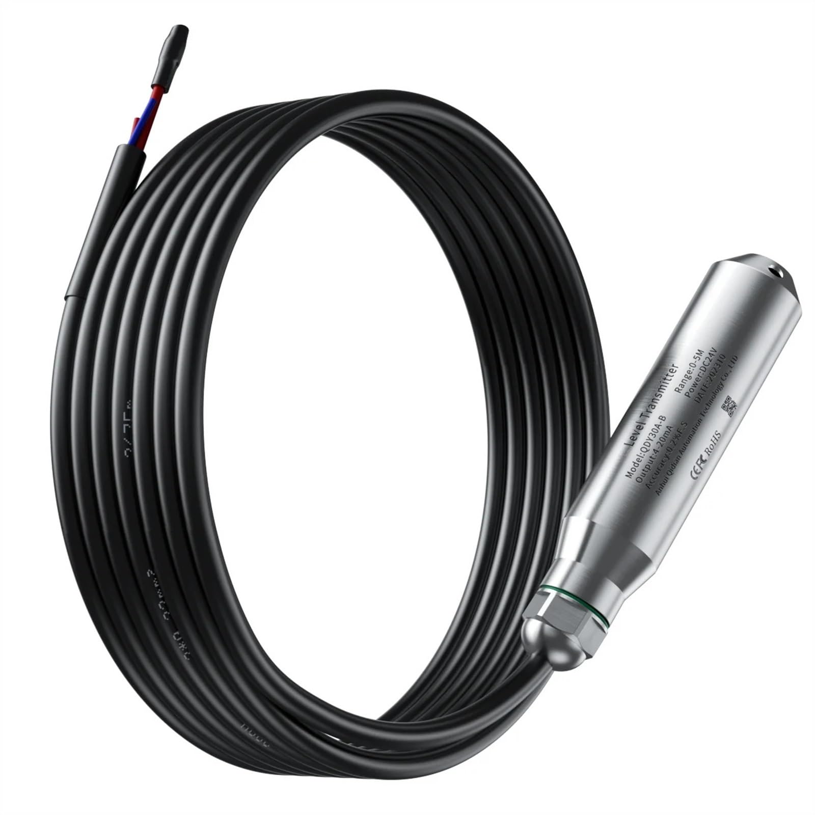 Sensor de Nivel de Agua Sumergible de 0-5m 4-20mA 0-10V transmisor de Nivel de líquido transmisor de Sensor de Nivel de Agua RS485(Output 0-10V,5M Range 5M Cable)
