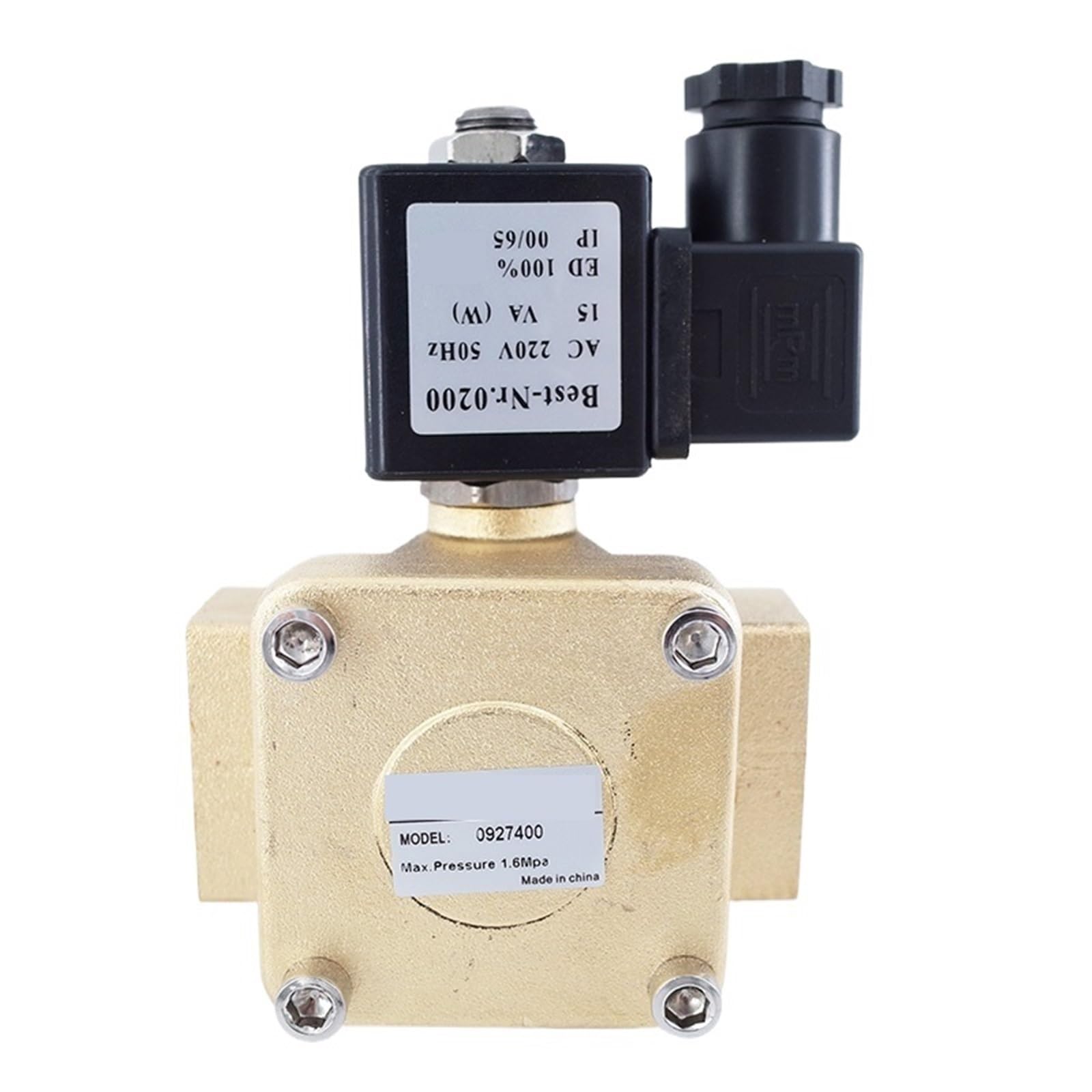 2-drożny mosiężny elektryczny zawór elektromagnetyczny, 1,6 MPa, normalnie zamknięty, 3/4" (1 cala), DC12V_FKM SEAL)