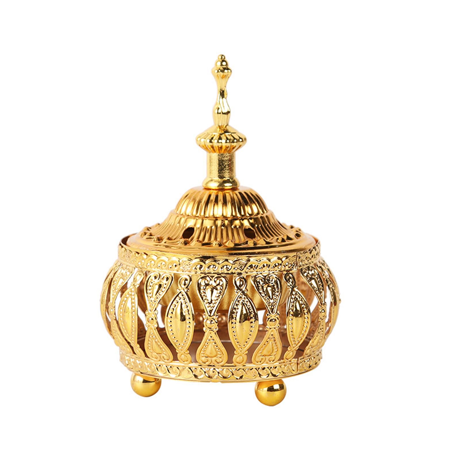 Incense Cone Holder with Lid, Cone Incense Burner for Yoga Meditation and Home Decor, Golden Incense Burner Holder